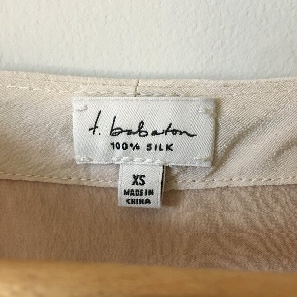 Babaton 100% Silk Two Tone Tie Neck Blouse - Picture 14 of 15